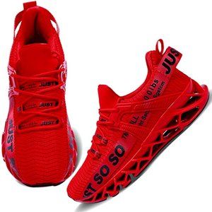 Red Womens Walking Running Shoes Athletic Blade Non Slip Tennis Fashion Sneakers